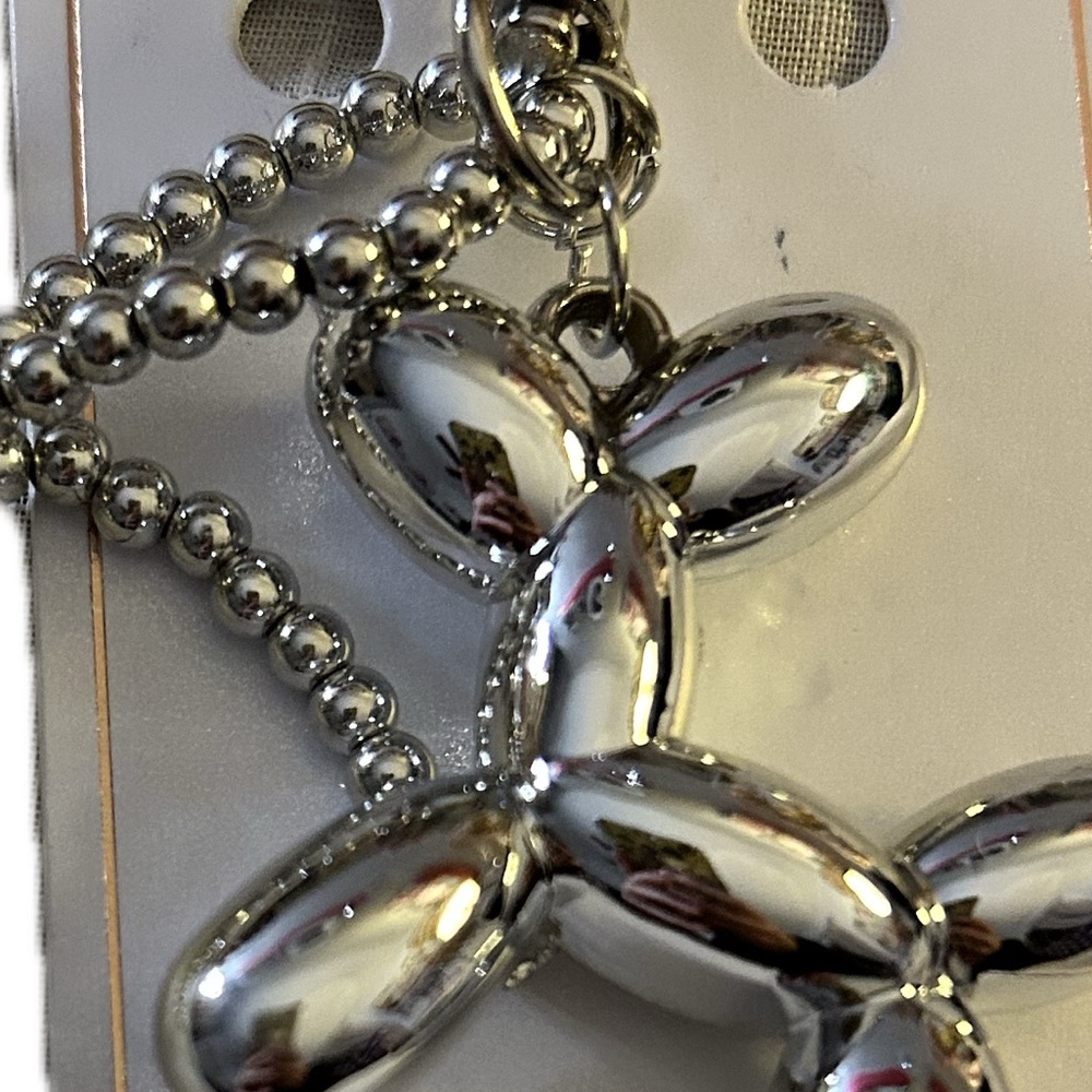 Balloon Dog and Bow Keychain Bag charm choice of gold silver or gunmetal tone - Picture 4 of 6